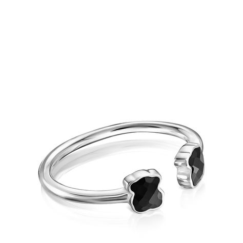 Anillo Mini Onix abierto de Plata con Ónix-1