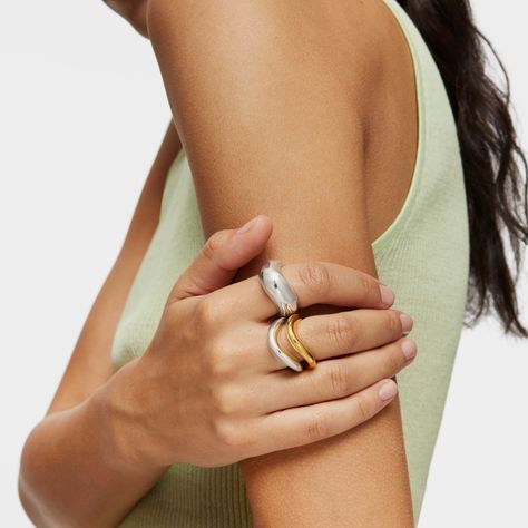 Anillo mediano de plata Galia Basics-5