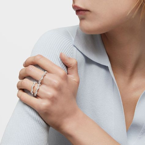 Anillo mediano de plata Twisted-3
