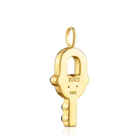 Colgante con baño de oro 18 kt sobre plata y ónix-2