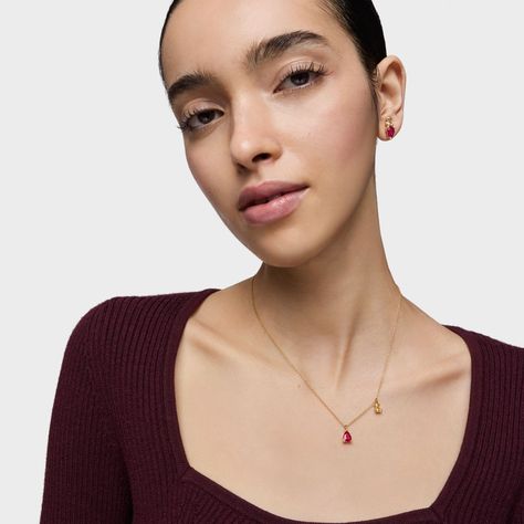 Collar motivo oso con baño de oro 18 kt sobre plata y rubí-3