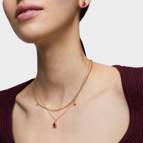 Collar motivo oso con baño de oro 18 kt sobre plata y rubí-4