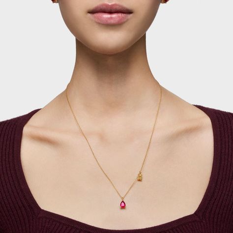 Collar motivo oso con baño de oro 18 kt sobre plata y rubí-5
