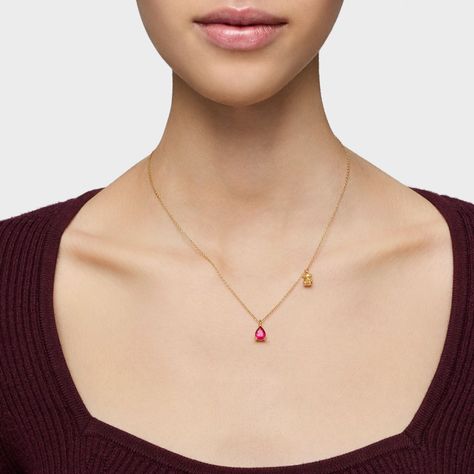 Collar motivo oso con baño de oro 18 kt sobre plata y rubí-6