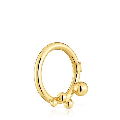 Anilla grande con baño de oro 18 kt sobre plata y detalles Hold-1