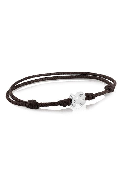 Pulsera Tous Super Micro de Acero y Cordón en color marrón-0