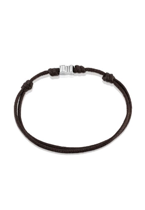 Pulsera Tous Super Micro de Acero y Cordón en color marrón-2
