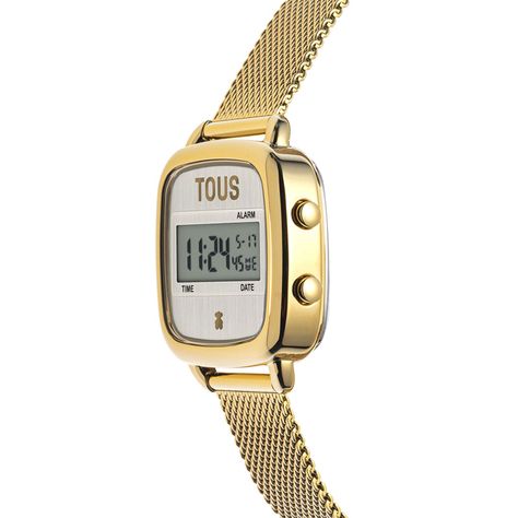 Reloj digital con brazalete de acero IPG dorado D-Logo New-1