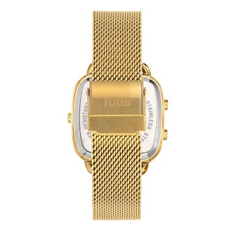 Reloj digital con brazalete de acero IPG dorado D-Logo New-2