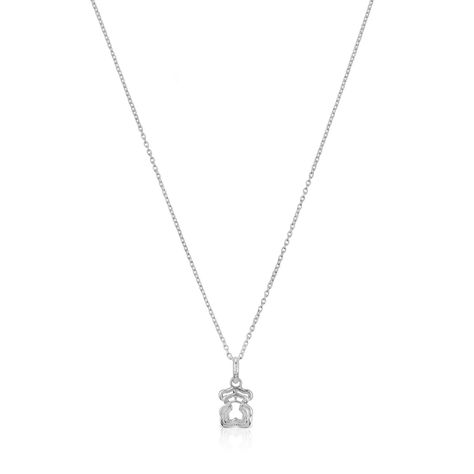 Collar triple oso de plata Bickie-0