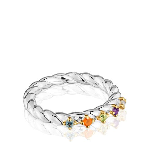 Anillo pequeño bicolor y gemas Sugar Party-1