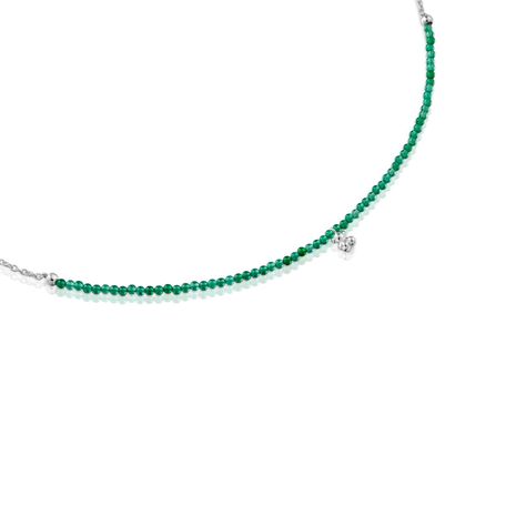 Collar de plata y calcedonia verde tratada Bold Bear Tous-1