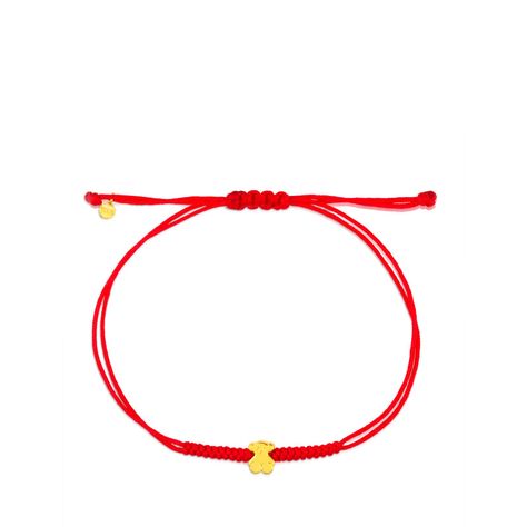 Pulsera  Sweet Dolls de Oro con Nylon Rojo Tous-1