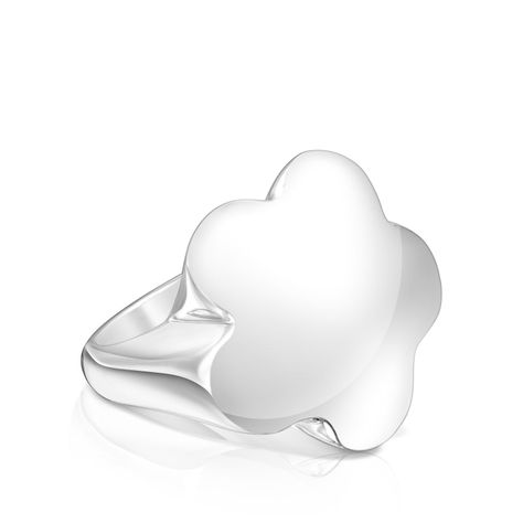 Anillo sello de plata flor Bold Motif Tous-1