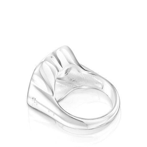 Anillo sello de plata flor Bold Motif Tous-2