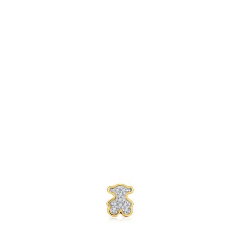 Charm TOUS 1950 oso pequeño con baño de oro 18 kt sobre plata y diamantes-0