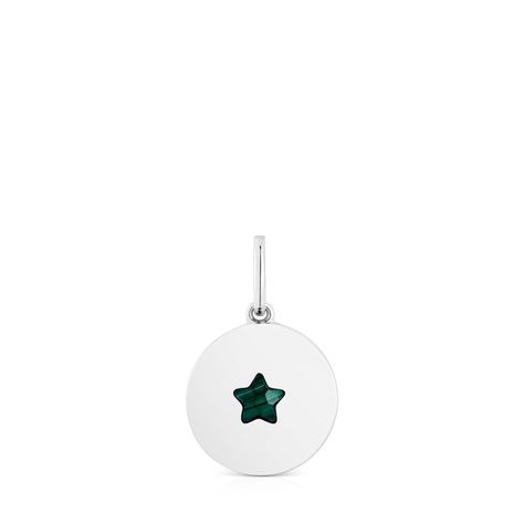 Colgante medalla de plata y malaquita estrella Aelita-0