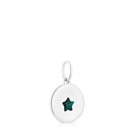 Colgante medalla de plata y malaquita estrella Aelita-1
