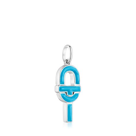 Colgante mediano de plata y esmalte azul TOUS MANIFESTO-1