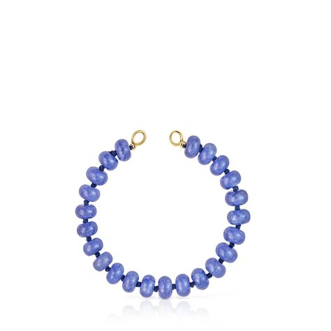 Pulsera con baño de oro 18 kt sobre plata y cuarzita azul Hold Oval-1