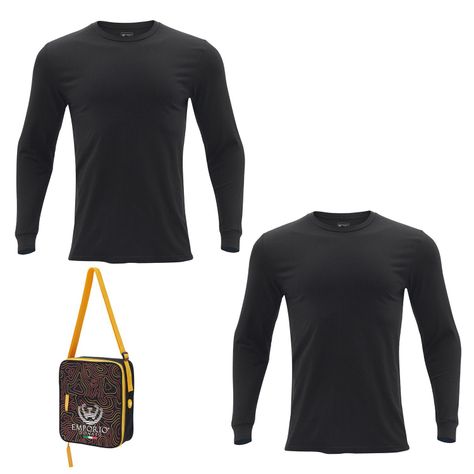 Pack 2 Camisetas Manga Larga Algodón Hombre Con Bolso de Regalo-0