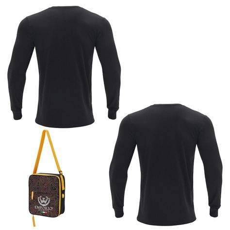 Pack 2 Camisetas Manga Larga Algodón Hombre Con Bolso de Regalo-1