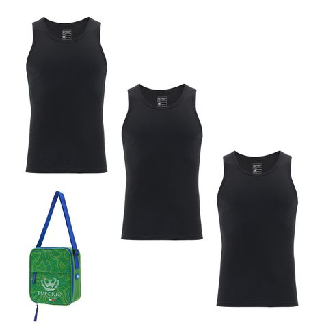 Pack de 3 Camisetas Sin Mangas Algodón Hombre Con Bolso de Regalo.-0