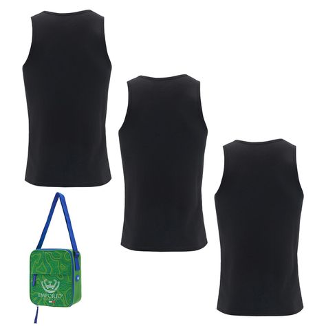 Pack de 3 Camisetas Sin Mangas Algodón Hombre Con Bolso de Regalo.-1