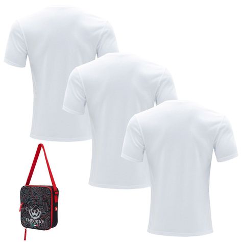 Pack de 3 - Camisetas Manga Corta Algodón Hombre Con Bolso de Regalo-1