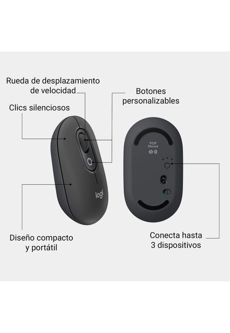 Kit Teclado y Mouse Inalámbricos Logitech Pop Icon Negro-2