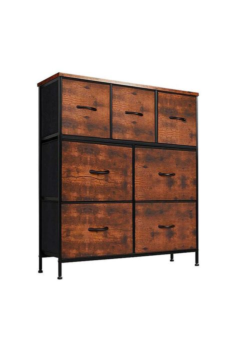 Cómoda Cajonera DecoTeam Acero Con Tapa de Madera 7 Cajones-0