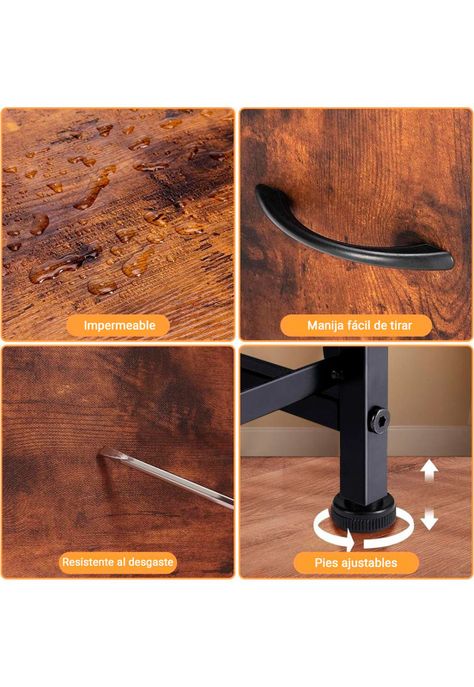 Cómoda Cajonera DecoTeam Acero Con Tapa de Madera 7 Cajones-2