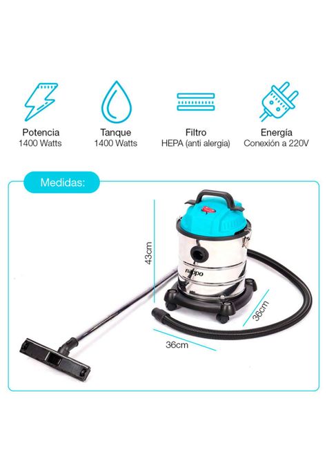 Aspiradora Industrial NAPPO 1400W 20L Polvo y Agua-2