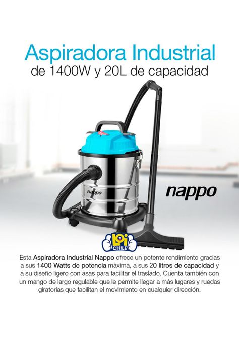 Aspiradora Industrial NAPPO 1400W 20L Polvo y Agua-3