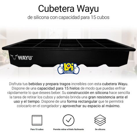 Cubeta de Hielo Molde Silicona Wayu Pequeña para 15 cubos-1
