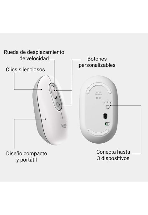 Kit Teclado y Mouse Inalámbricos Logitech Pop Icon Blanco-2