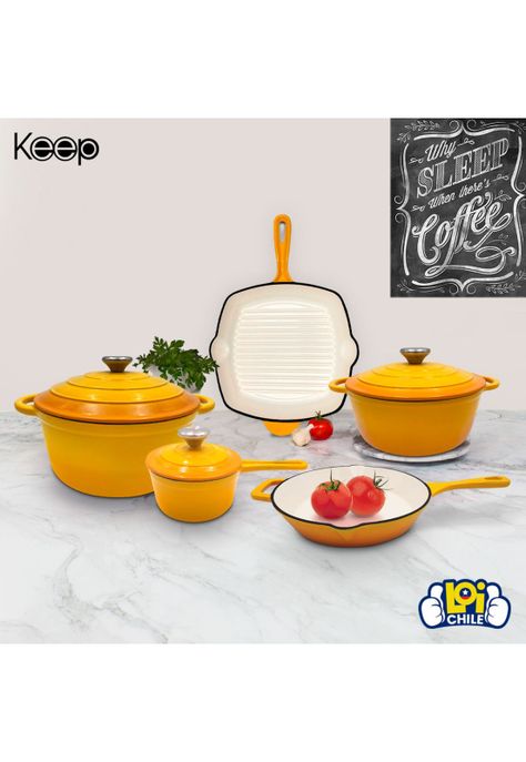 Batería de Cocina Hierro Fundido Antiadherente 5 Piezas Keep-3