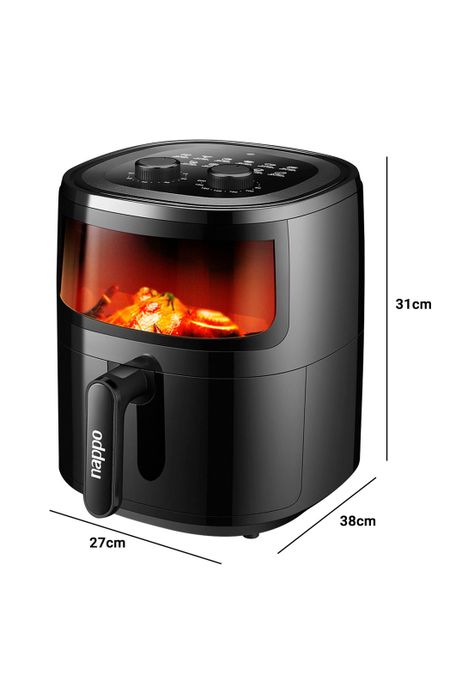 Freidora de Aire Nappo 1500W  5,7L  Con Luz y Visor Negra-2