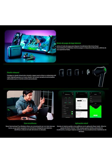 Audífonos Gamer Bluetooth Razer Hammerhead TW 2021 RGB-7
