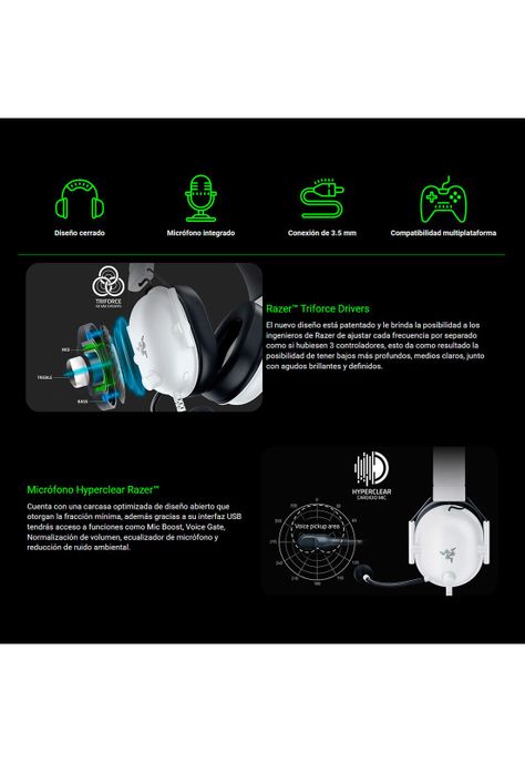 Audífonos Gamer Razer Blackshark V2 X White-5