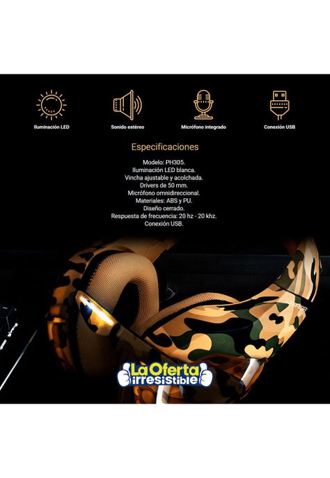 Audífonos Gamer Warrior Straton Army-2