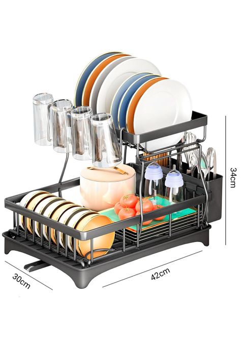 Escurridor de Platos DecoTeam 2 en 1 Desagüe Ajustable-6