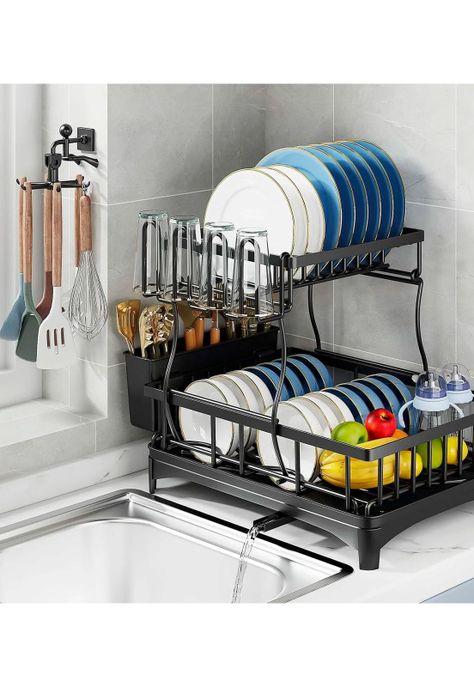 Escurridor de Platos DecoTeam 2 en 1 Desagüe Ajustable-7