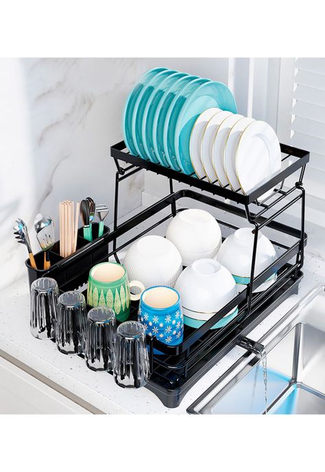 Escurridor de Platos DecoTeam 2 en 1 Desagüe Ajustable-8