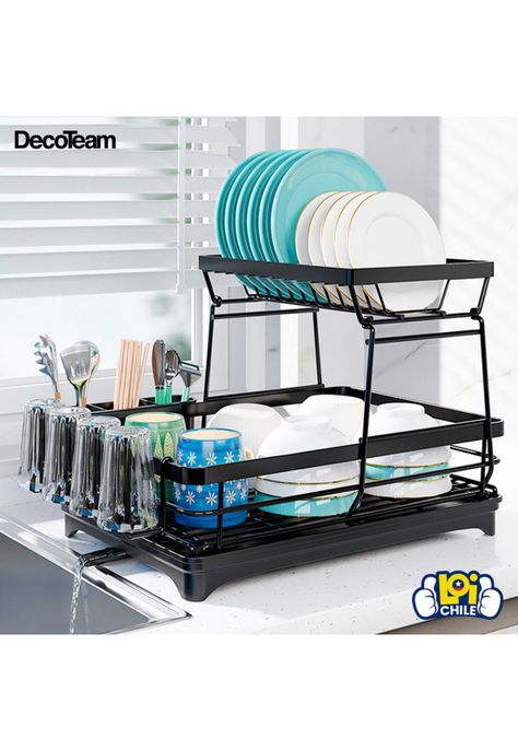 Escurridor de Platos DecoTeam 2 en 1 Desagüe Ajustable-9