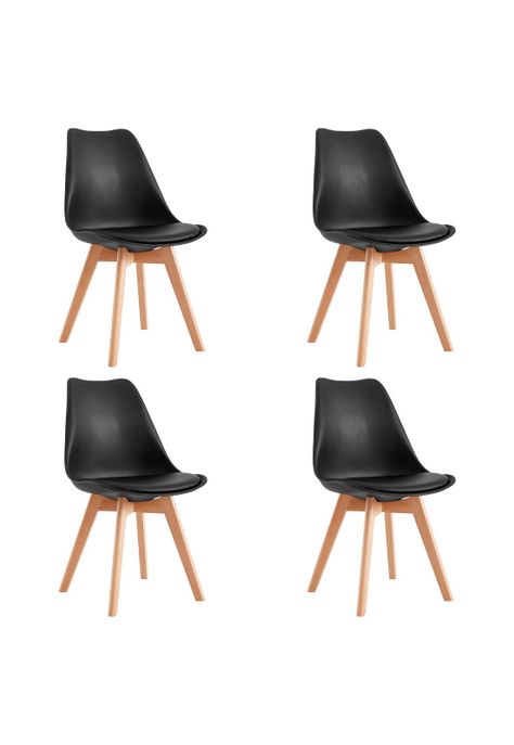 Pack 4 Sillas Eames EMPOLI Tulip Asiento Acolchonado Negra-0