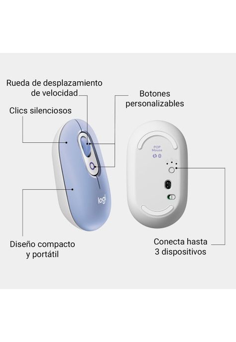 Kit Teclado y Mouse Inalámbricos Logitech Pop Icon Lila-2