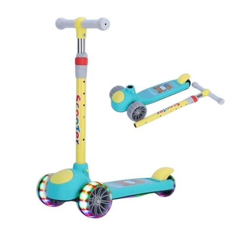 Scooter Monopatín Niños Verde Amarillo-0