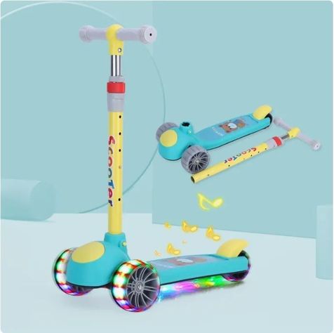 Scooter Monopatín Niños Verde Amarillo-1