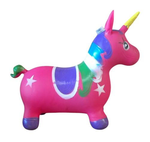 Unicornio Saltarín Inflable Con Sonido Fucsia Morado	-1